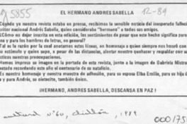El Hermano Andrés Sabella  [artículo].