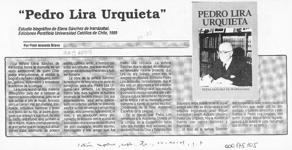 "Pedro Lira Urquieta"  [artículo] Fidel Araneda Bravo.