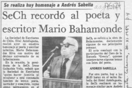SECH recordó al poeta y escritor Mario Bahamonde  [artículo].