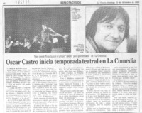Oscar Castro inicia temporada teatral en La Comedia