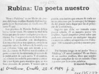 Rubina, un poeta nuestro  [artículo] El duende Benjamín.