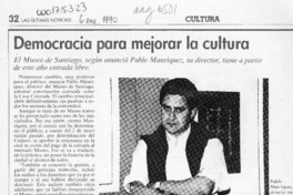 Democracia para mejorar la cultura  [artículo] Samuel Valenzuela Y.