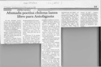Afamada poetisa chilena lanza libro para Antofagasta  [artículo].