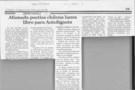 Afamada poetisa chilena lanza libro para Antofagasta  [artículo].