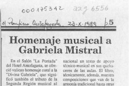 Homenaje musical a Gabriela Mistral  [artículo].