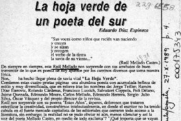 La hoja verde de un poeta del Sur  [artículo] Eduardo Díaz Espinoza.