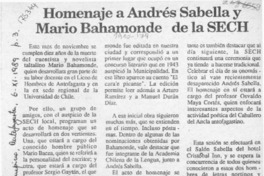 Homenaje a Andrés Sabella y Mario Bahamonde de la SECH  [artículo].