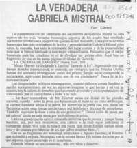 La verdadera Gabriela Mistral  [artículo] Librera.