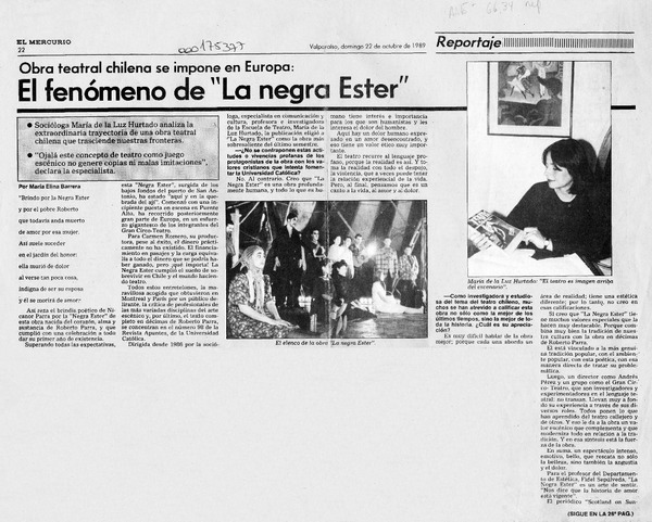 El fenómeno de "La Negra Ester"  [artículo] María Elina Barrera.