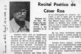 Recital poético de César Roa  [artículo].