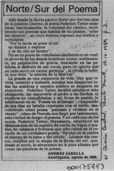NorteSur del poema  [artículo] / Andrés Sabella.
