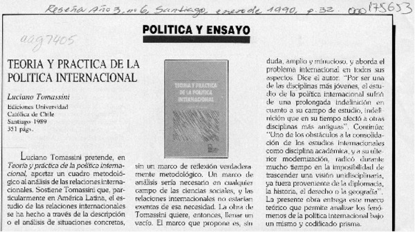 Teoría y práctica de la política internacional  [artículo].