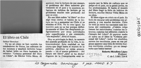 El libro en Chile  [artículo] Roberto Mendieta López.
