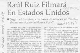 Raúl Ruiz filmará en Estados Unidos  [artículo].
