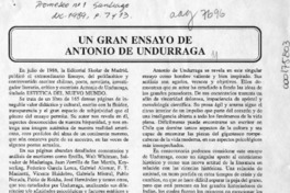Un gran ensayo de Antonio de Undurraga  [artículo] Eduardo Baquedano Acuña.