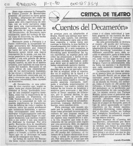 "Cuentos del Decamerón"  [artículo] Carola Oyarzún.