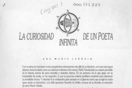 La curiosidad infinita de un poeta  [artículo] Ana María Larraín.
