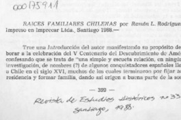 "Raíces familiares chilenas"  [artículo] J. Rafael Reyes Reyes.