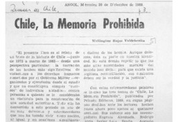 Chile, la memoria prohibida  [artículo] Wellington Rojas Valdebenito.