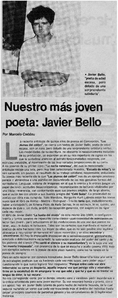 Nuestro más joven poeta, Javier Bello