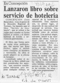 Lanzaron libro sobre servicio de hotelería  [artículo] Inés Benavides.