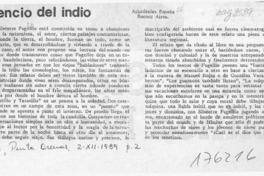 El silencio del indio  [artículo] Aristóteles España.