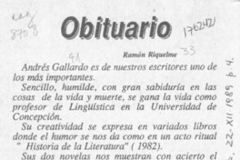 Obituario  [artículo] Ramón Riquelme.