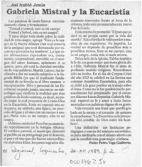 Gabriela Mistral y la Eucaristía  [artículo] Pedro Vega Gutiérrez.