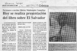 Hoy se realiza presentación del libro sobre El Salvador  [artículo].