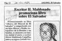 Escritor H. Maldonado promociona libro sobre El Salvador  [artículo].