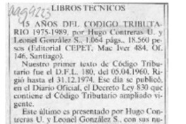 15 años de Código Tributario 1975-1989  [artículo] Osvaldo Torres-Ahumada.