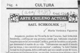 Saúl Schkolnik  [artículo] María Verónica Figueroa.