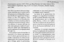El pensamiento argentino (1853-1910)  [artículo] Sergio Martínez Baeza.
