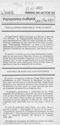 Historia de Rancagua en dos tomos  [artículo].