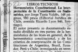 Hermenéutica constitucional, la interpretación de la Constitución en Sudamérica  [artículo] Osvaldo Torres-Ahumada.