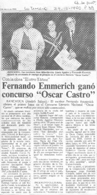 Fernando Emmerich ganó concurso "Oscar Castro"