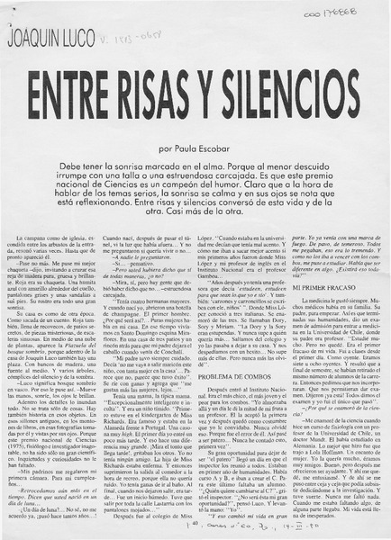 Entre risas y silencios  [artículo] Paula Escobar.