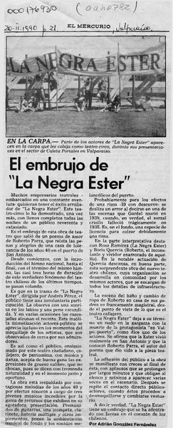 El embrujo de la Negra Ester  [artículo] Adrián González Fernández.