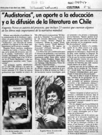 "Audistorias", un aporte a la educación y a la difusión de la literatura en Chile  [artículo].