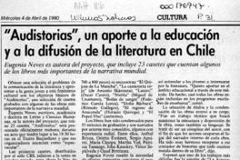 "Audistorias", un aporte a la educación y a la difusión de la literatura en Chile  [artículo].