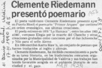 Clemente Riedemann presentó poemario  [artículo].