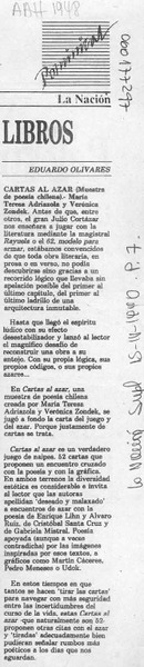 Cartas al azar  [artículo] Eduardo Olivares.