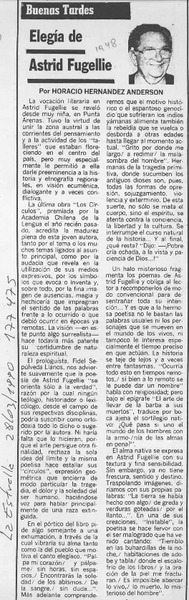 Elegía de Astrid Fugellie  [artículo] Horacio Hernández Anderson.