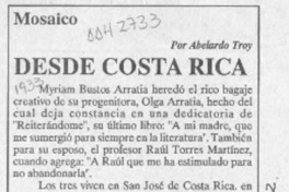 Desde Costa Rica  [artículo] Abelardo Troy.