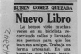 Nuevo libro  [artículo] Rubén Gómez Quezada.