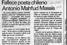 Fallece poeta chileno Antonio Mahfud Massis  [artículo].