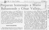 Preparan homenajes a Mario Bahamonde y César Vallejo  [artículo].