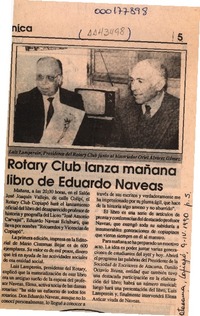 Rotary Club lanza mañana libro de Eduardo Naveas  [artículo].