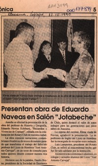 Presentan obra de Eduardo Naveas en salón "Jotabeche"  [artículo].