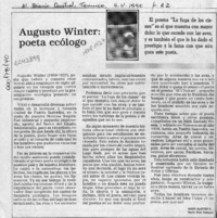 Augusto Winter, poeta ecólogo  [artículo] Hugo Alister U.